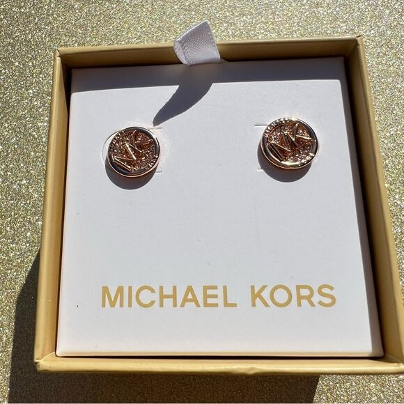 Michael Kors NWT gold sparkly stud earrings $100 - Picture 1 of 5
